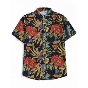 Flower Plant Print Button Shirt